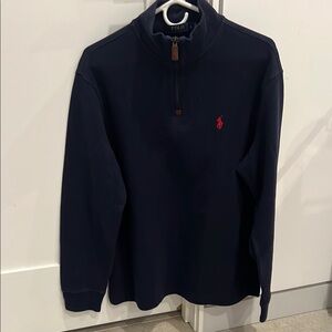 POLO RALPH LAUREN - Men’s Sz L Navy 3/4 Zip Pullover Sweater